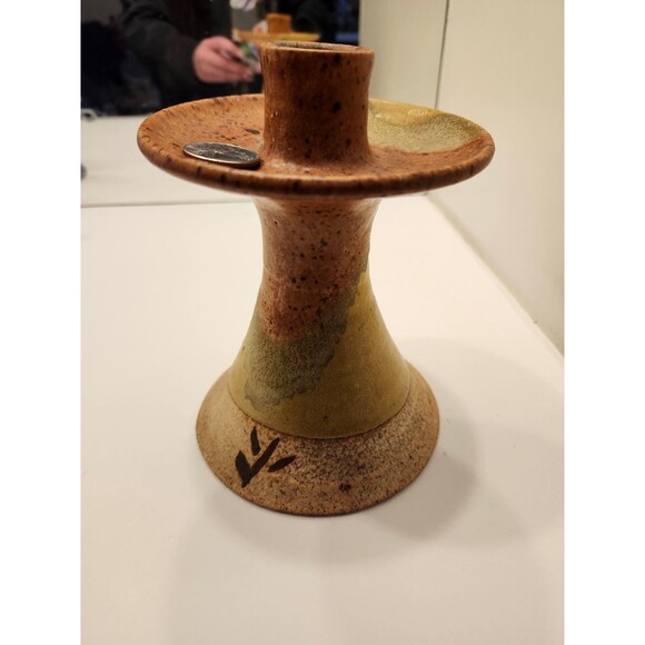 Handmade Ceramic Candle Holder Pottery Signed Artisan Rustic Design Vintage - Picture 14 of 14